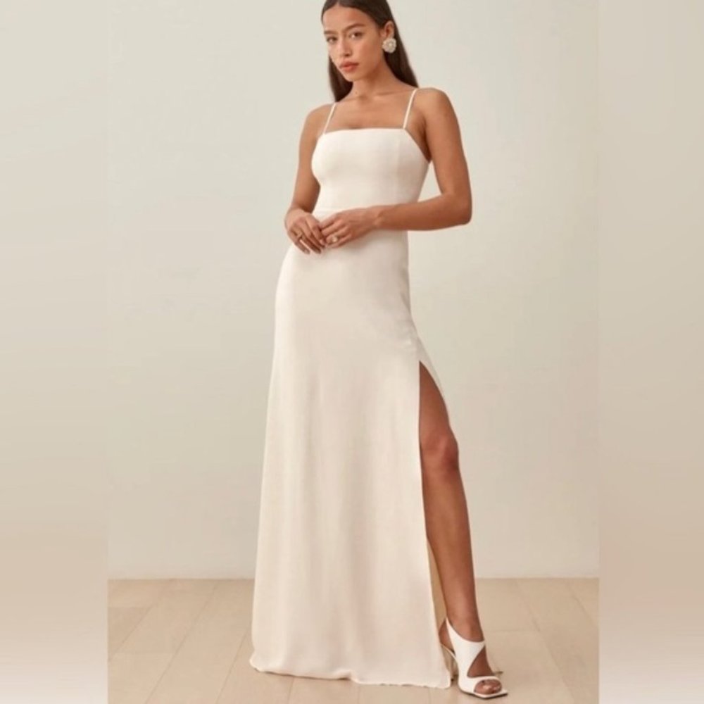 Reformation Ingrid Dress Ivory Maxi Gown Size 0 Bridal Wedding